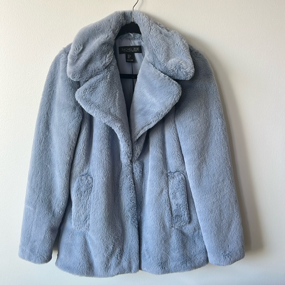 Powder blue/ periwinkle faux fur coat